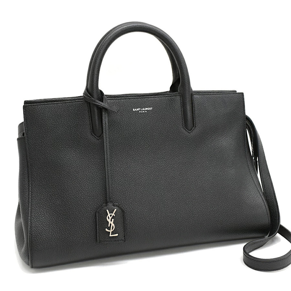 Saint Laurent Paris Cabas Rive Gauche Handbag Leather Black